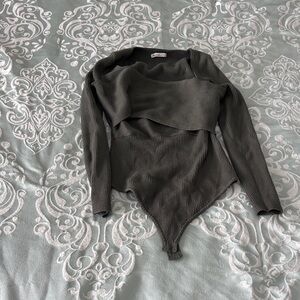 Abercrombie & Fitch Dark Green Ribbed Bodysuit